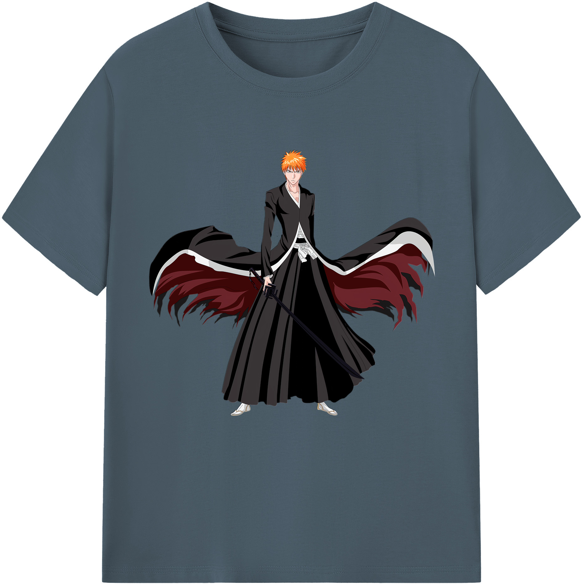 （画像用） ブリーチ 黒崎一護（くろさき いちご）BLEACH Kurosaki Ichigo 綿100％半袖Tシャツ（フロントプリント）